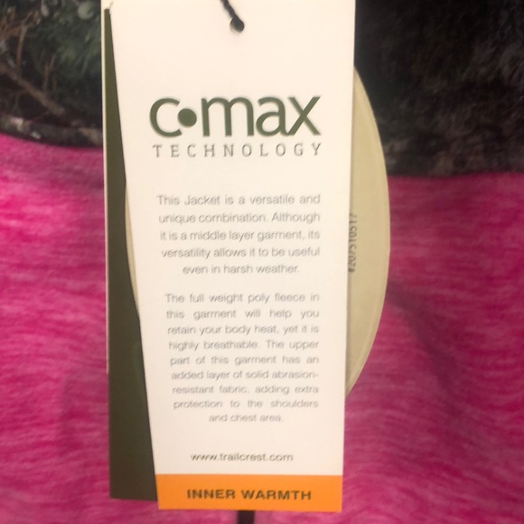 Pink and Camo Fleece Full Zip Wind Jacket - Picture 5 of 8